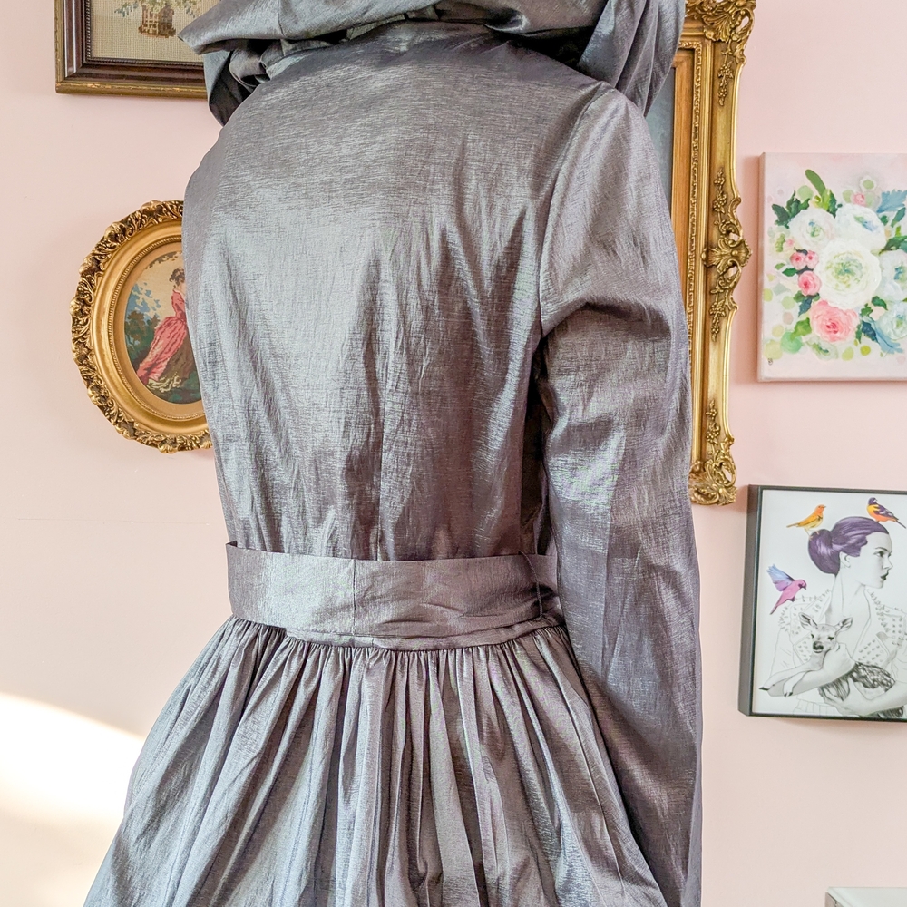 Silver Hooded Coat with Belt - Picture 5 of 14